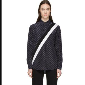 stella mccartney navy silk monogram shirt